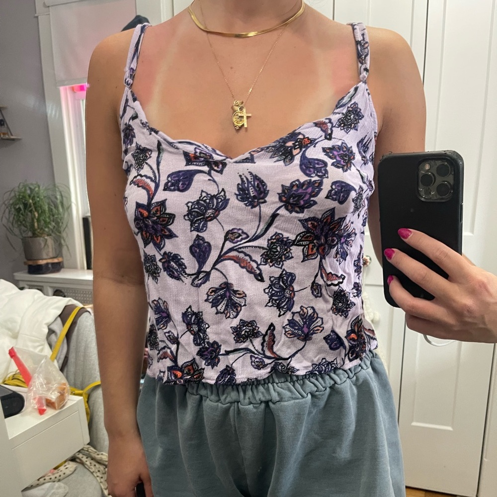 purple floral tank